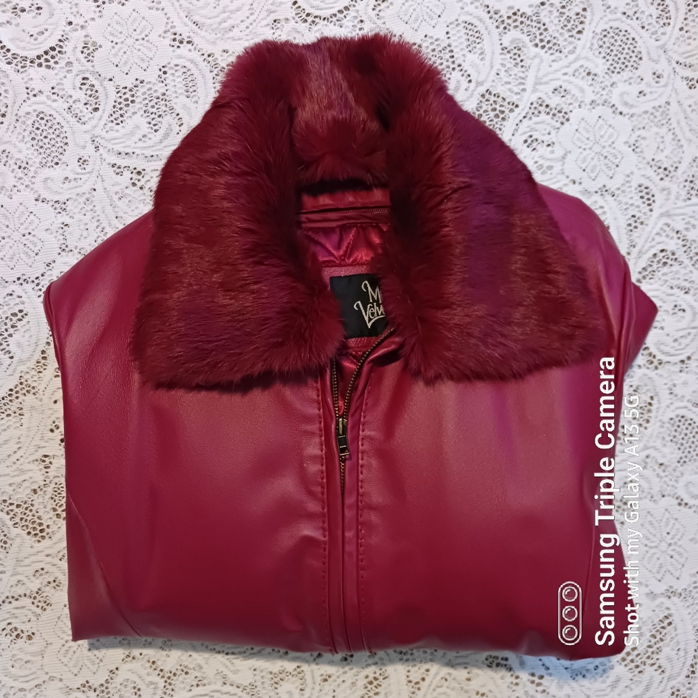 Midnight Velvet  RED Leather Coat. XL. SOLD